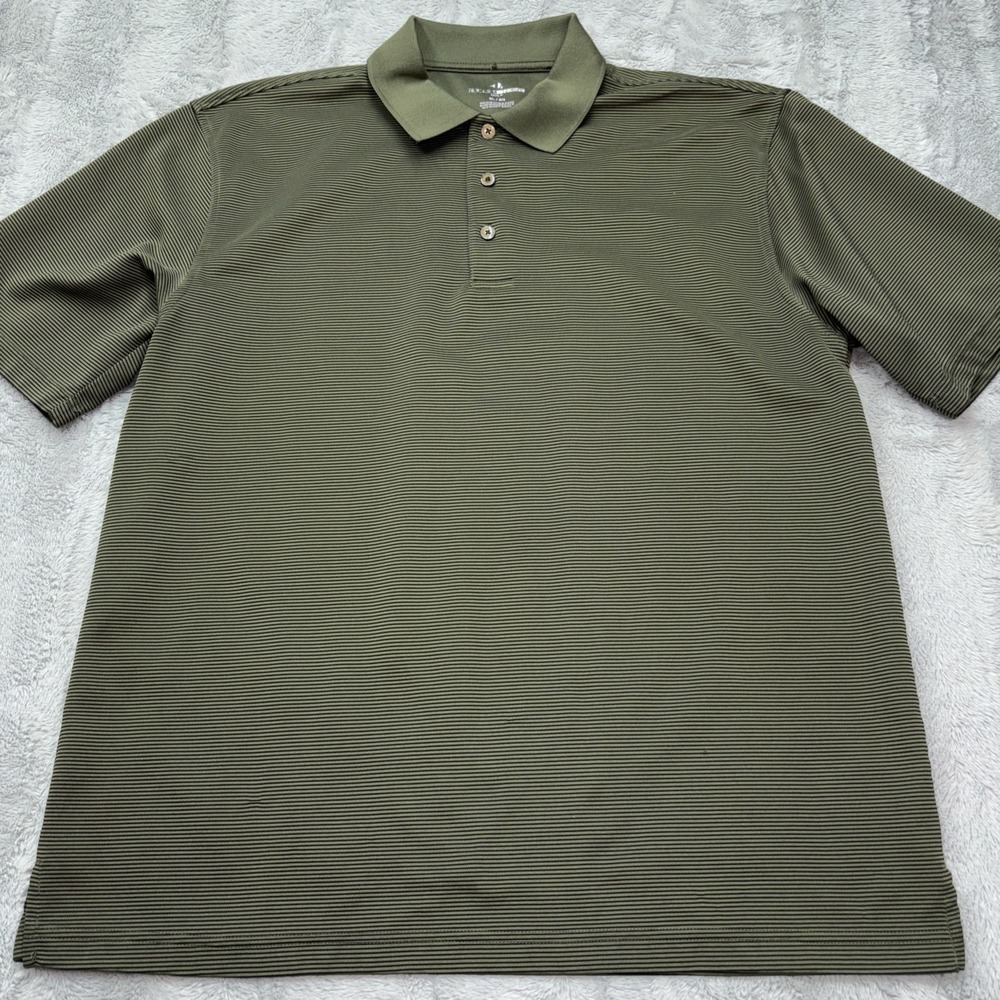 Mens Grand Slam Short Sleeve Green Striped‎ Golf Polo Shirt Size XL - NICE